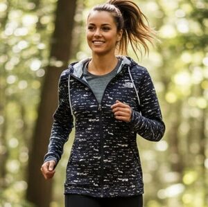 The North Face S Outdoor Activewear Sporty Splatter Print Full Zip Knit Jacket